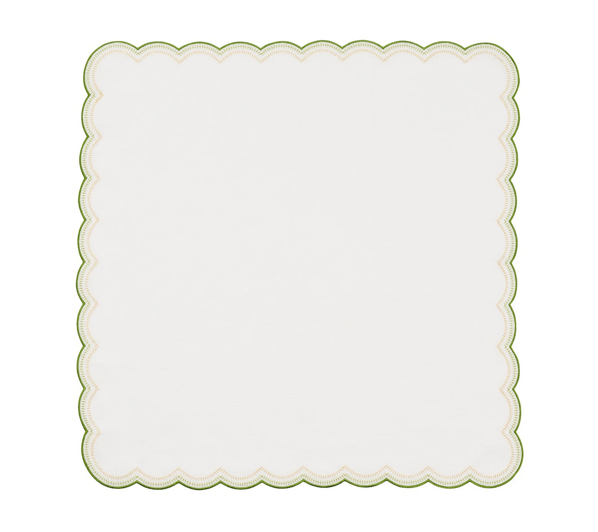 Lune Napkin in White, Green & Gold, Set of 4