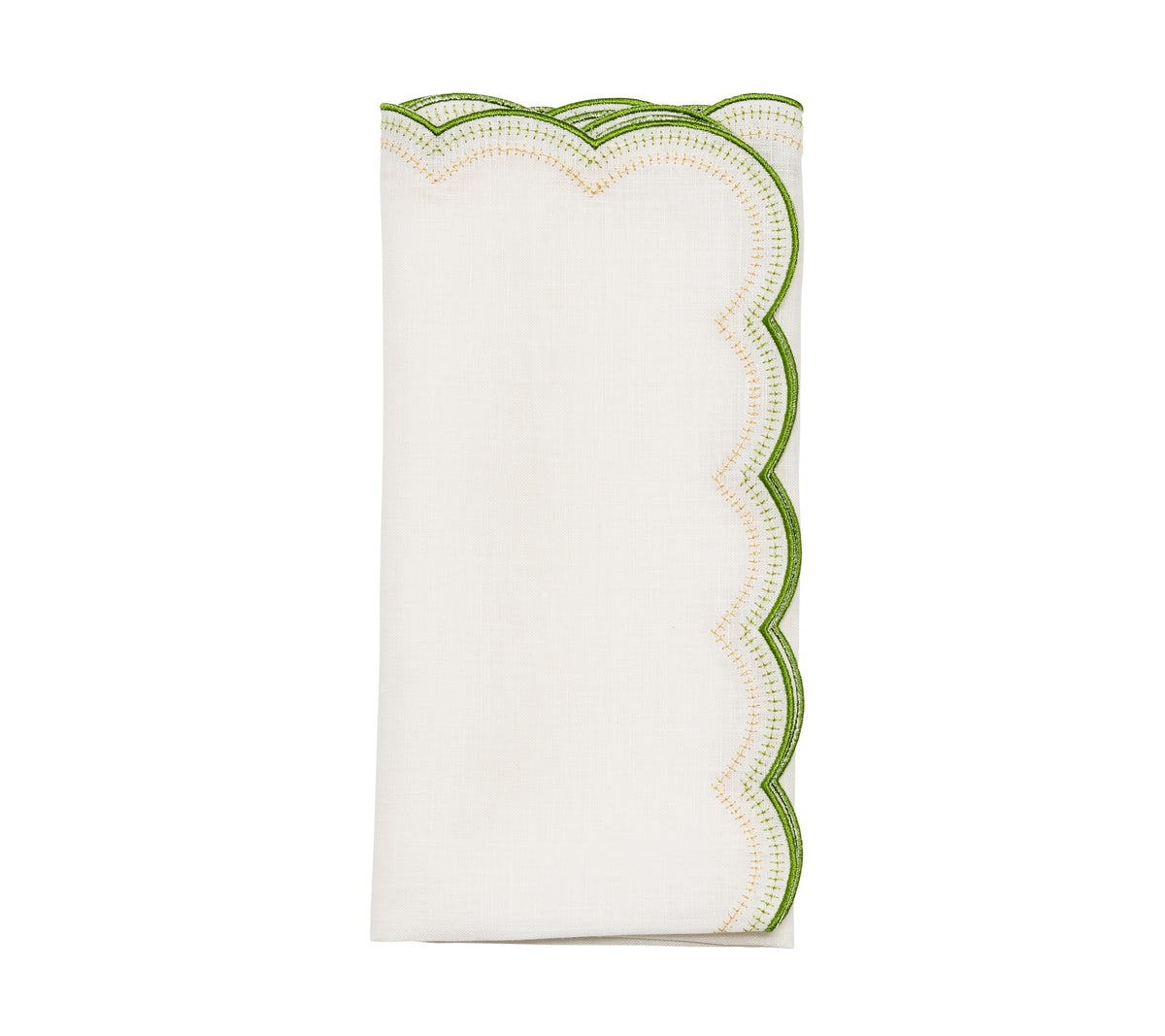 Lune Napkin in White, Green & Gold, Set of 4