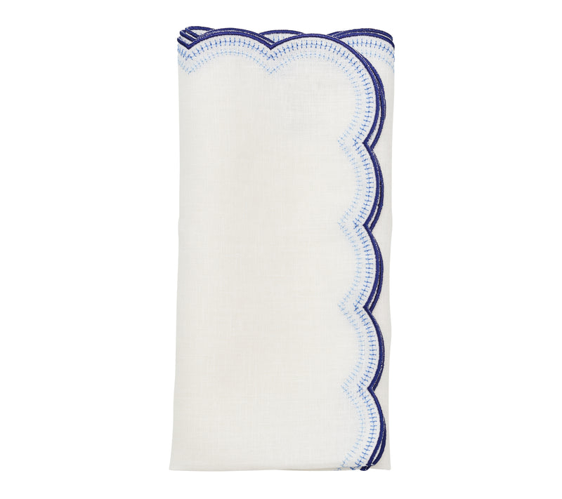 Lune Napkin in White & Navy, Set of 4