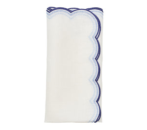 Lune Napkin in White & Navy, Set of 4