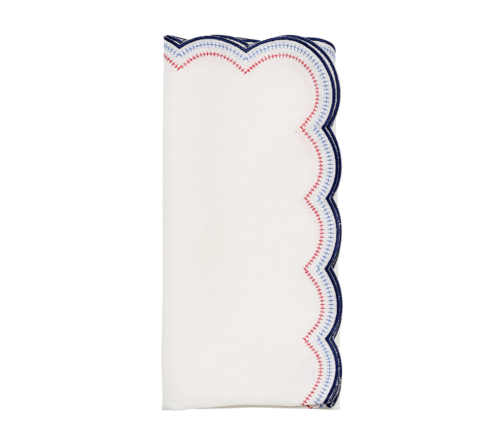 Lune Napkin in White, Red & Blue, Set of 4