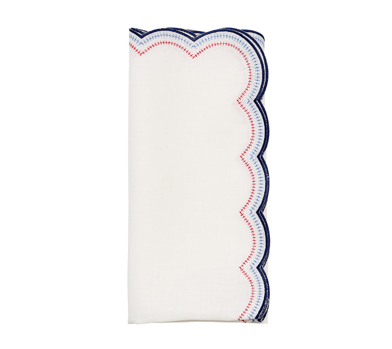 Lune Napkin in White, Red & Blue, Set of 4