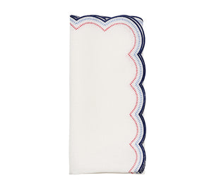 Lune Napkin in White, Red & Blue, Set of 4