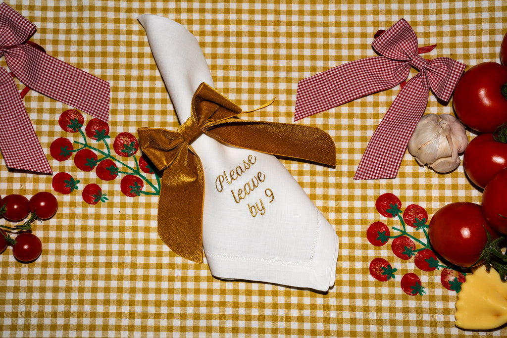Please Leave by 9 Dinner Napkins, Set of 12