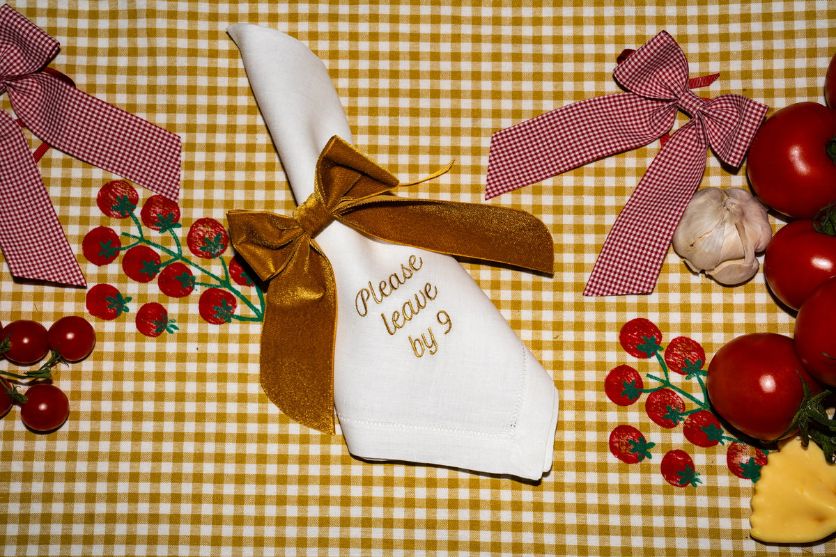 Please Leave by 9 Dinner Napkins, Set of 12