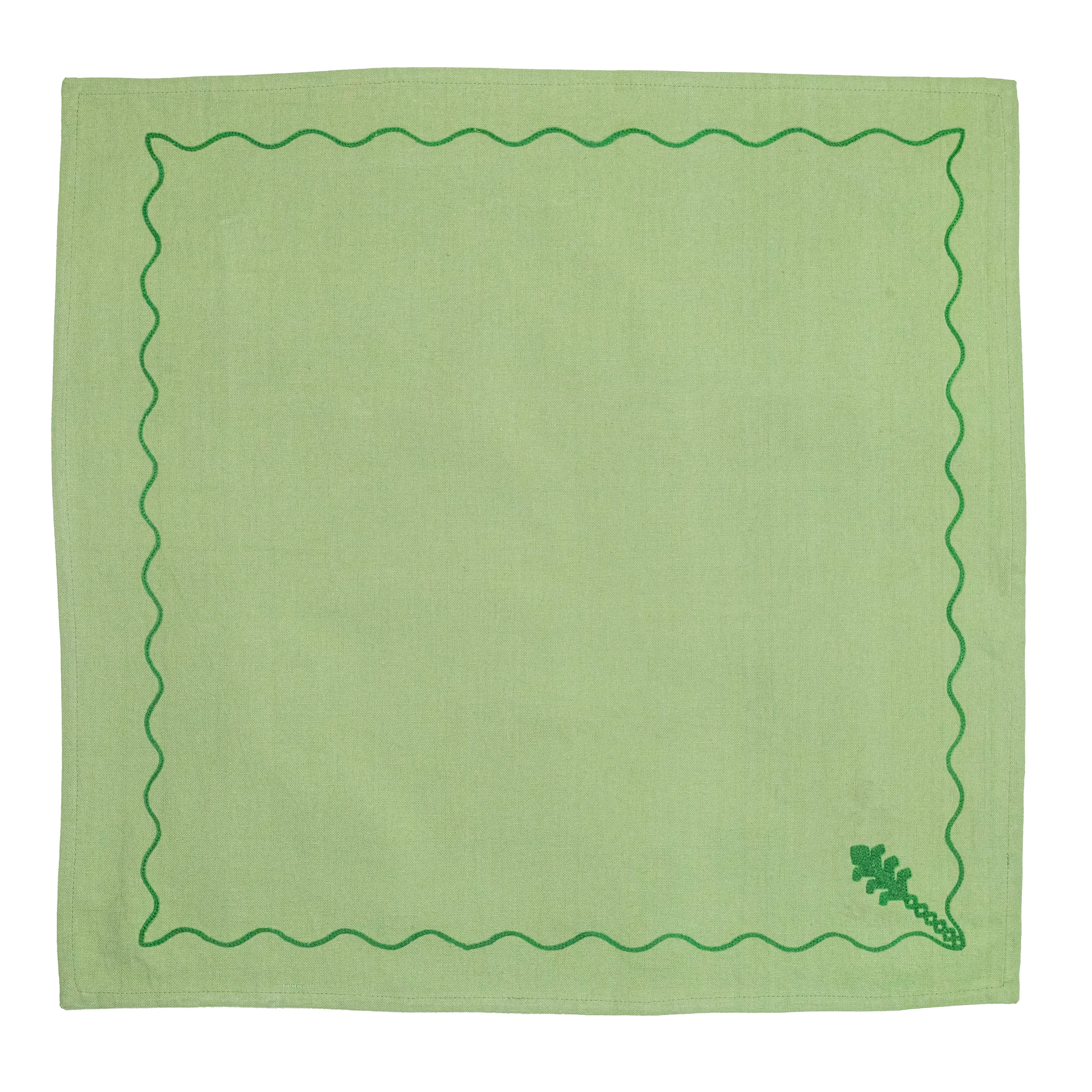 Tonal Green Vine Napkins, Set of 4