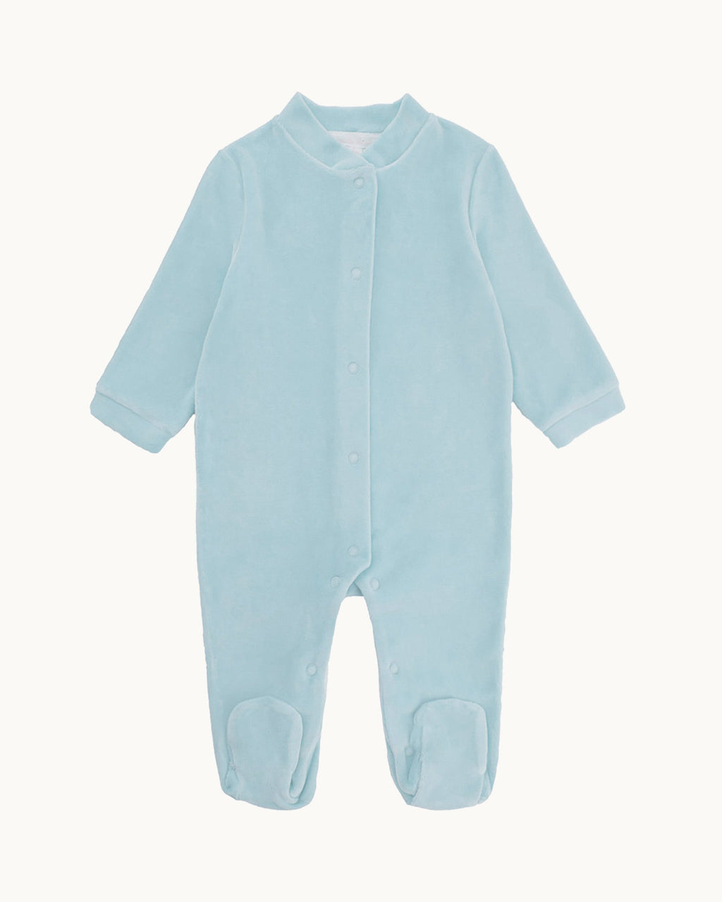 Velour Angel Wing Sleepsuit in Gold & Dusty Blue