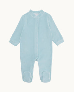 Velour Angel Wing Sleepsuit in Gold & Dusty Blue