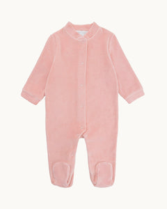 Velour Angel Wing Sleepsuit in Gold & Dusty Pink