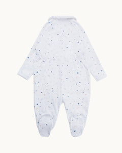 Star & Crown Sleepsuit With Mittens in Blue