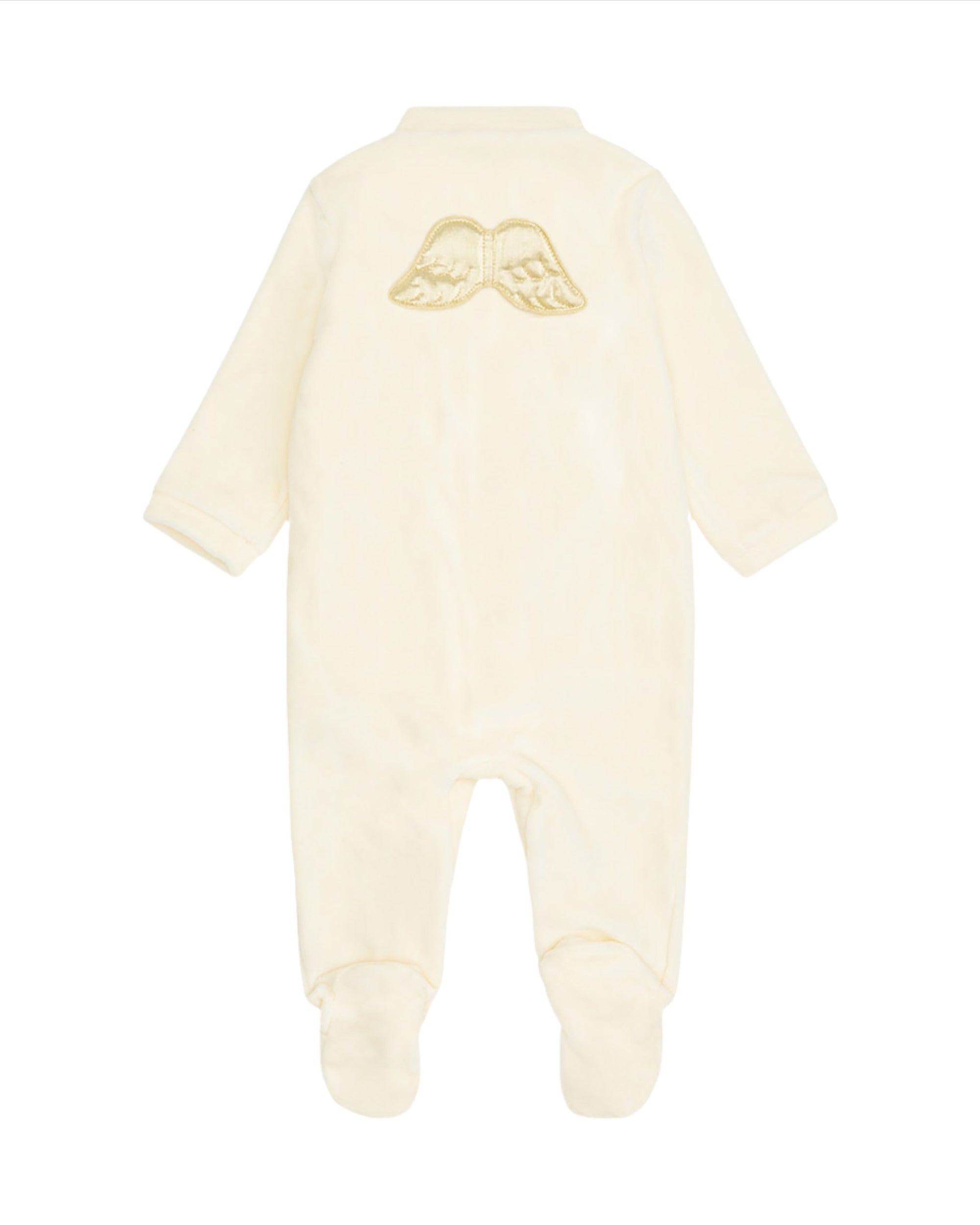 Velour Angel Wing Sleepsuit in Gold & Cream