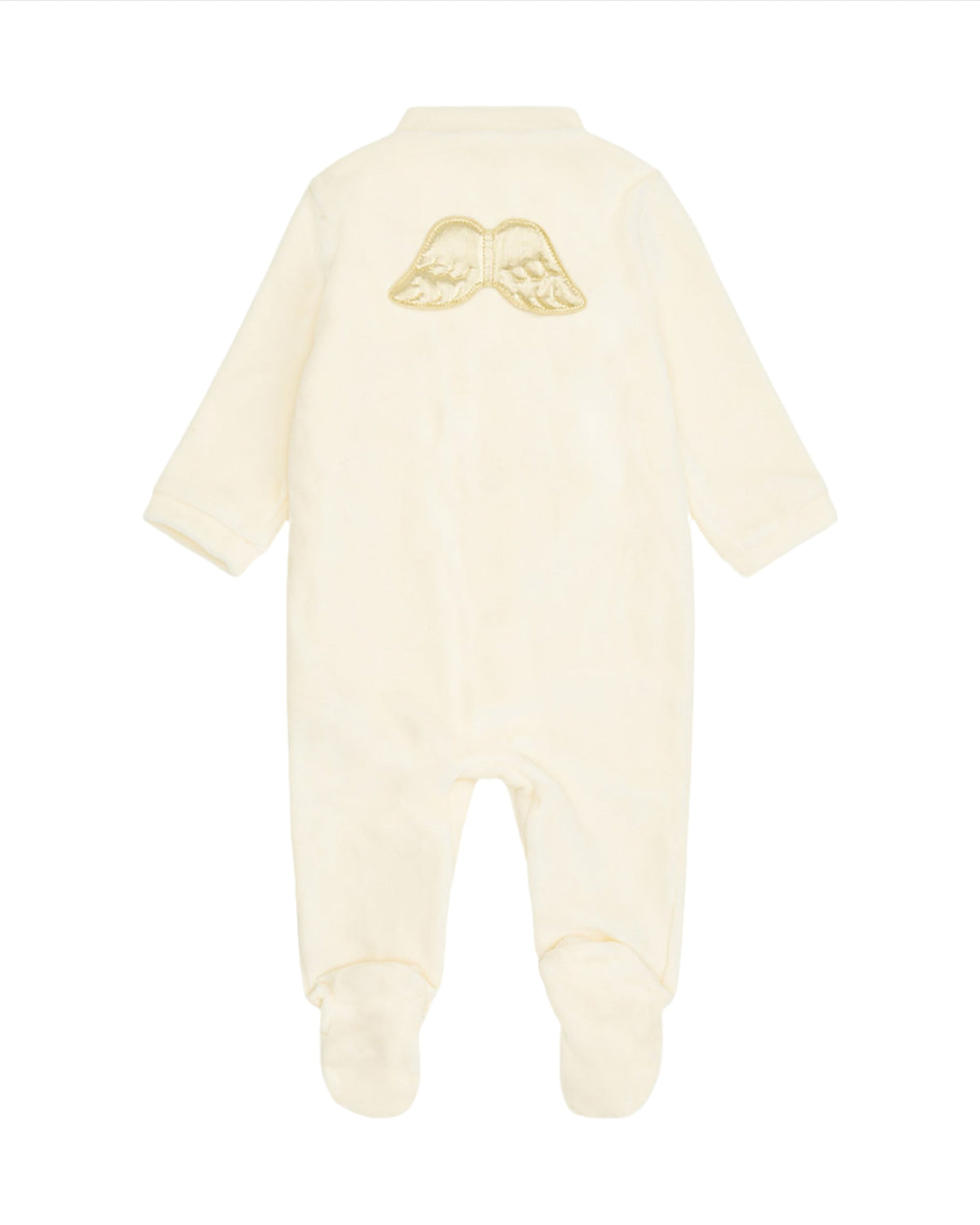 Velour Angel Wing Sleepsuit in Gold & Cream