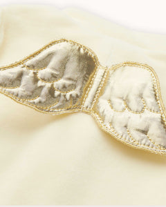 Velour Angel Wing Sleepsuit in Gold & Cream