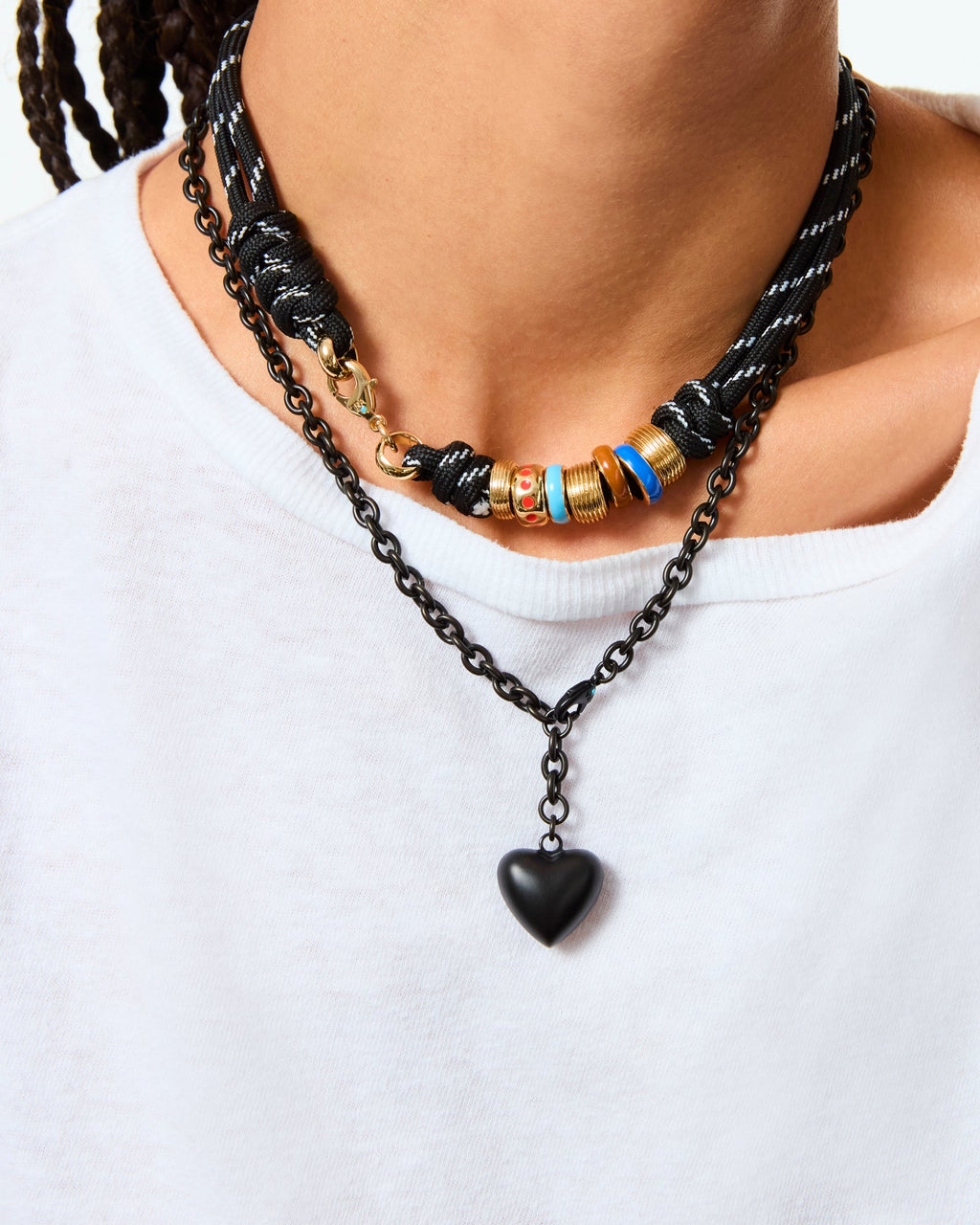 The Mini Puffy Heart Necklace in Black