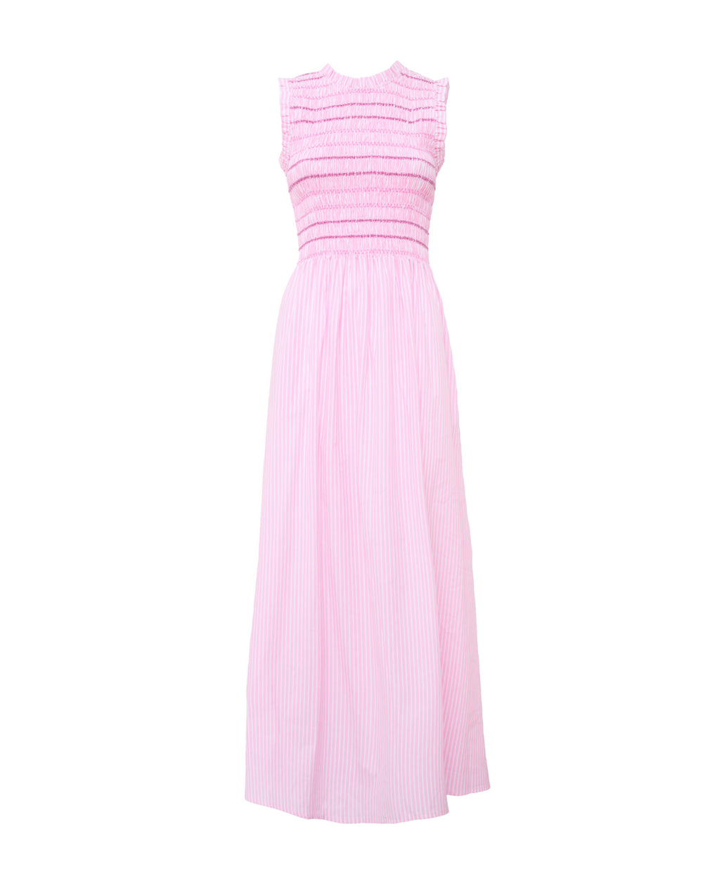 Nerina Maxi Dress in Pink & White Stripes