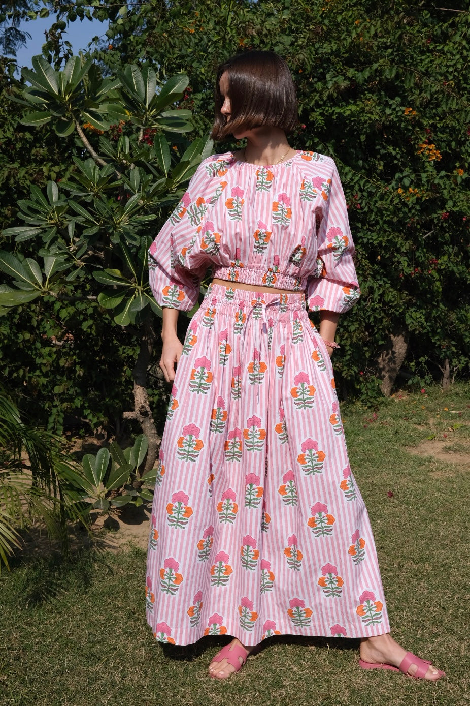Newport Skirt in Pink & Orange Flower