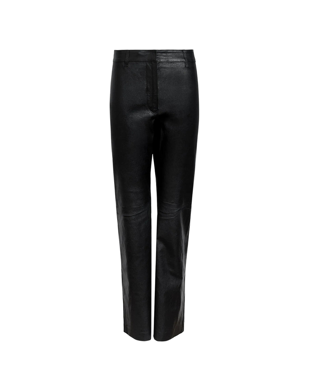 Nicole Cropped Leather Pant in Black