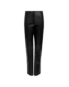 Nicole Cropped Leather Pant in Black