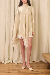 Nina Scarf Dress in Lurex with Mohair Lace Trim