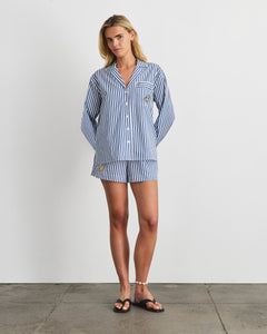 Noa Top in Optic White/French Blue Stripe