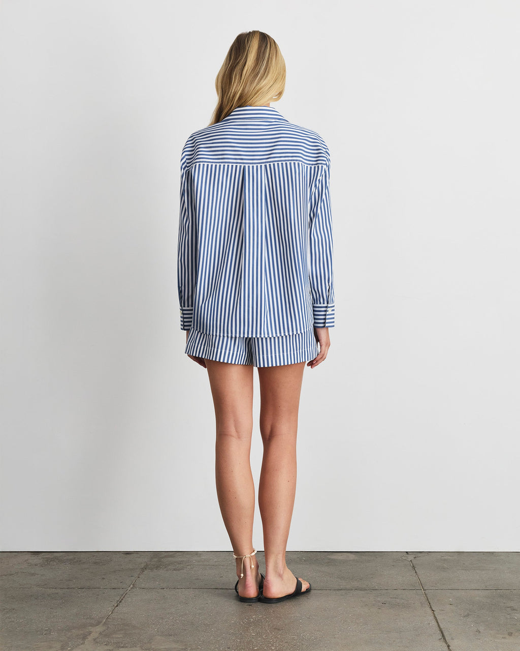 Fallon Short in Optic White/French Blue Stripe