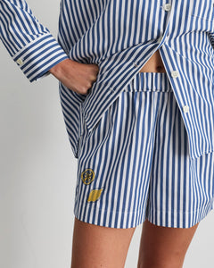 Fallon Short in Optic White/French Blue Stripe