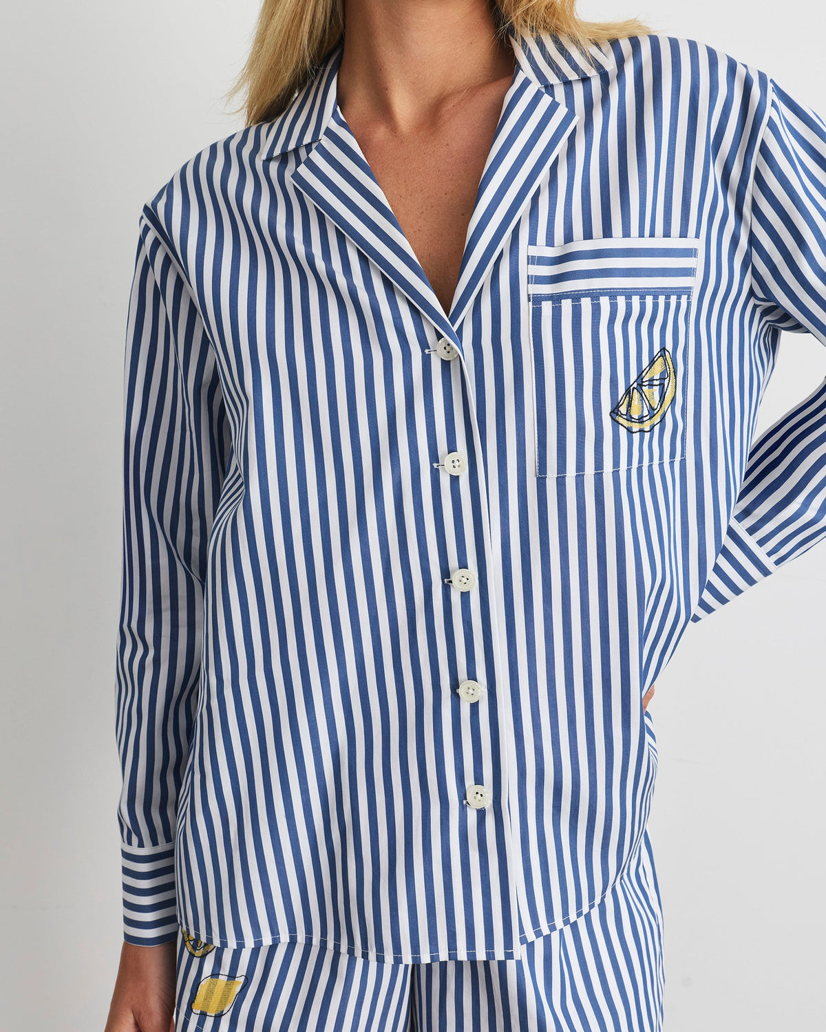 Noa Top in Optic White/French Blue Stripe
