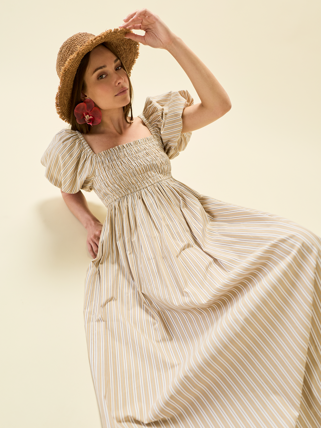 Aurora Dress x Sadie Loving in Sand Stripe
