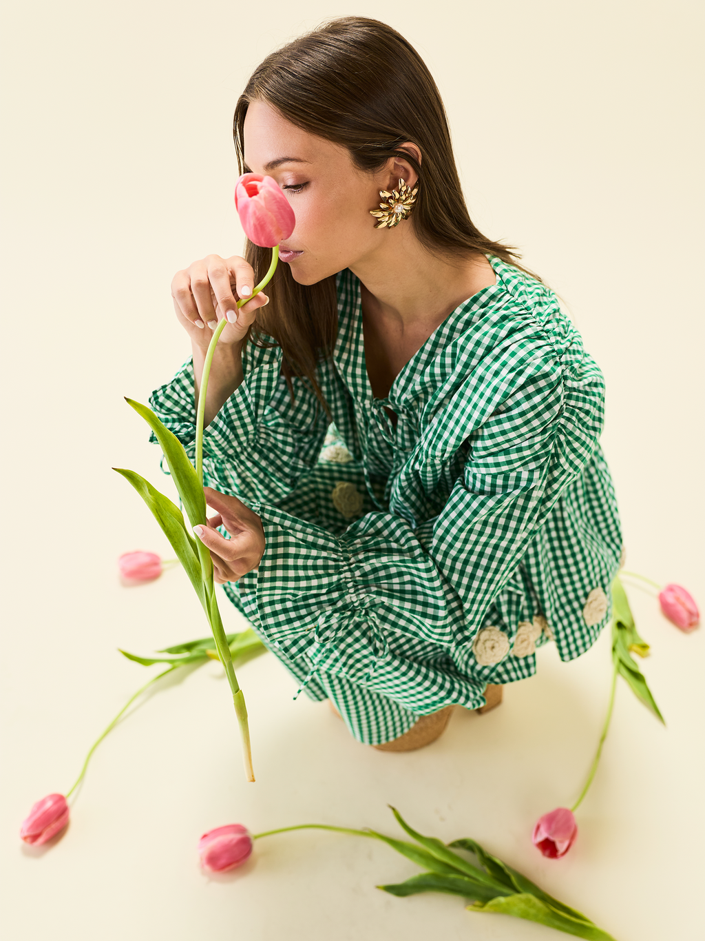 Isle Top in Meadow Gingham