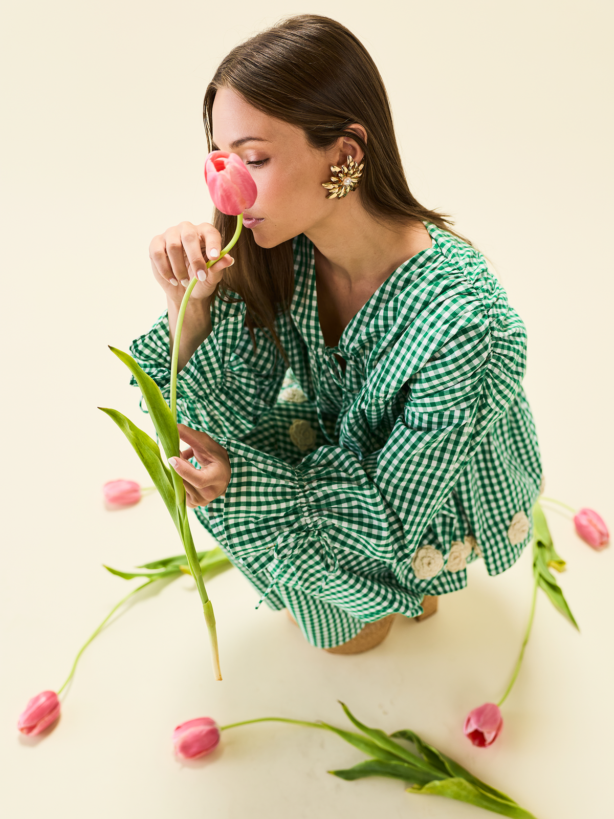 Isle Top in Meadow Gingham