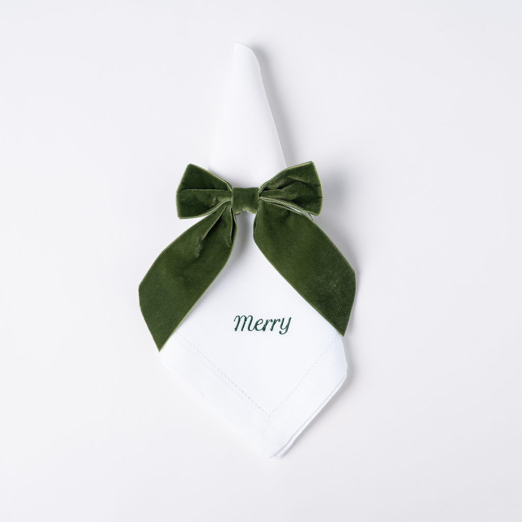 Merry Linen Dinner Napkins in Green