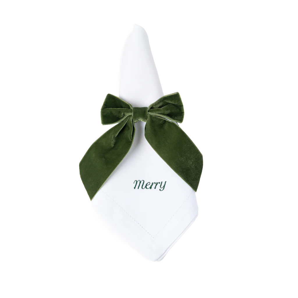 Merry Linen Dinner Napkins in Green