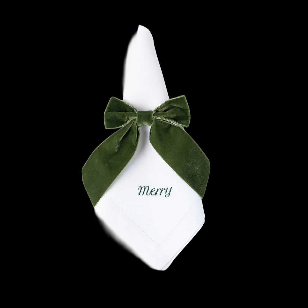 Merry Linen Dinner Napkins in Green