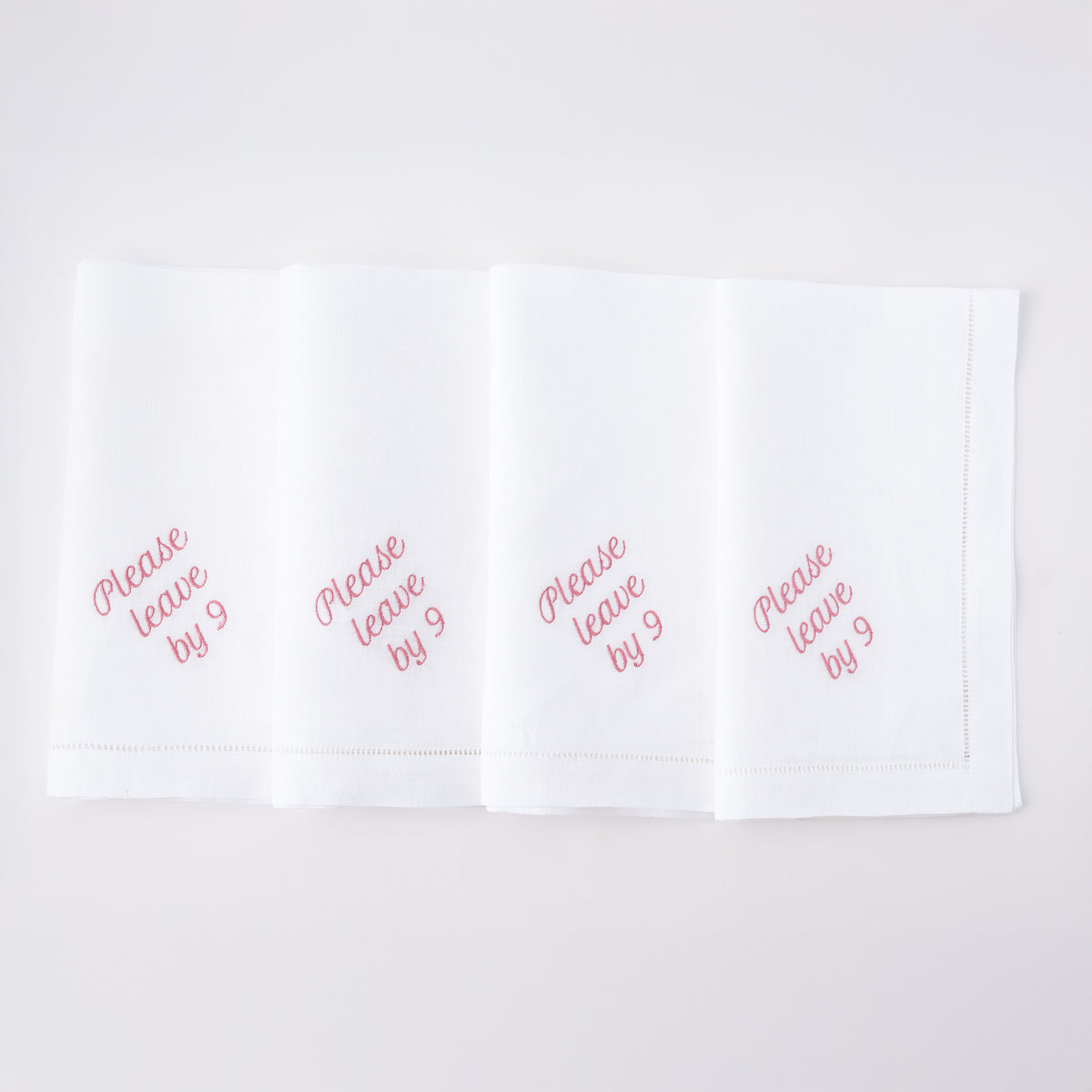 Please Leave by 9 Dinner Napkins, Set of 12
