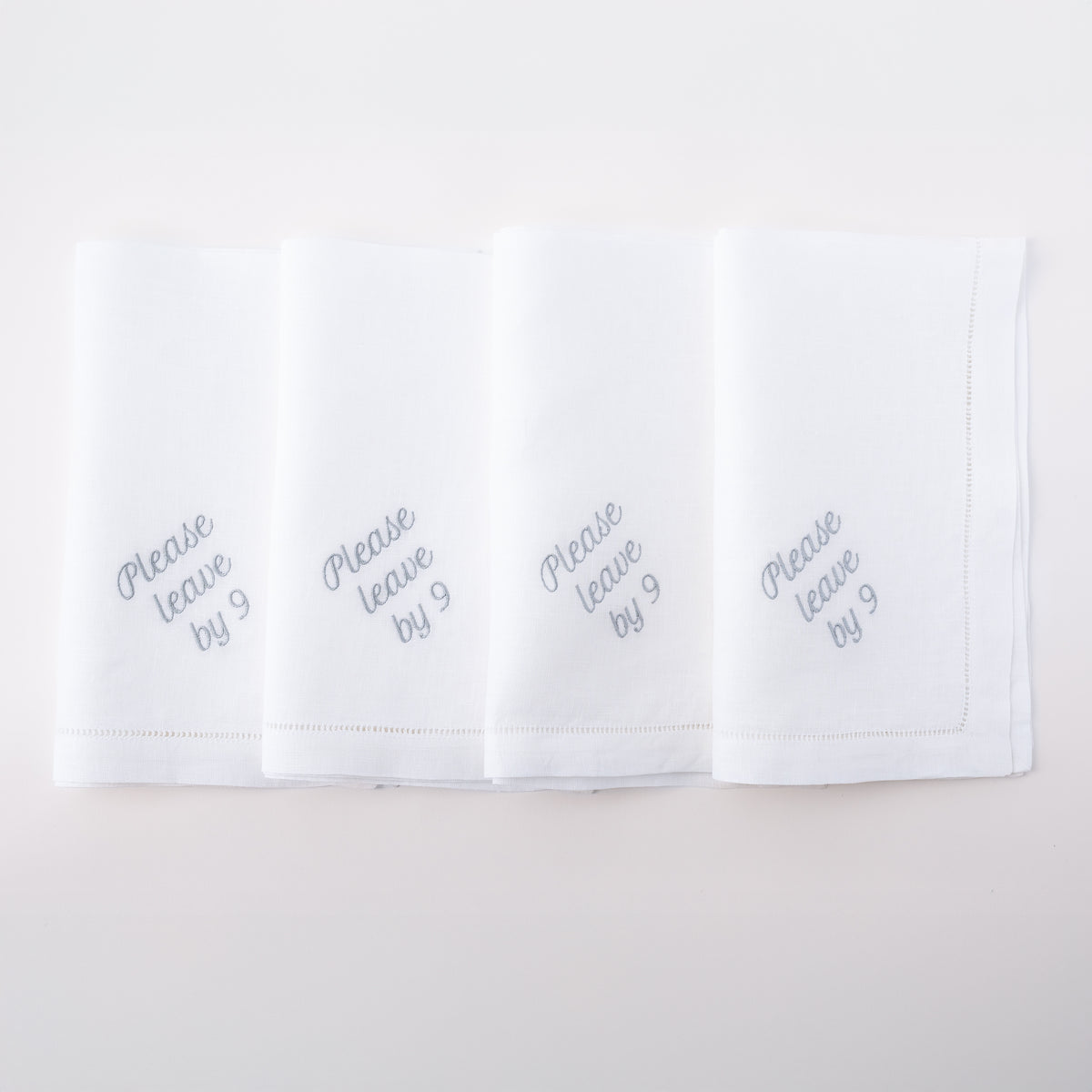 Please Leave by 9 Dinner Napkins, Set of 12