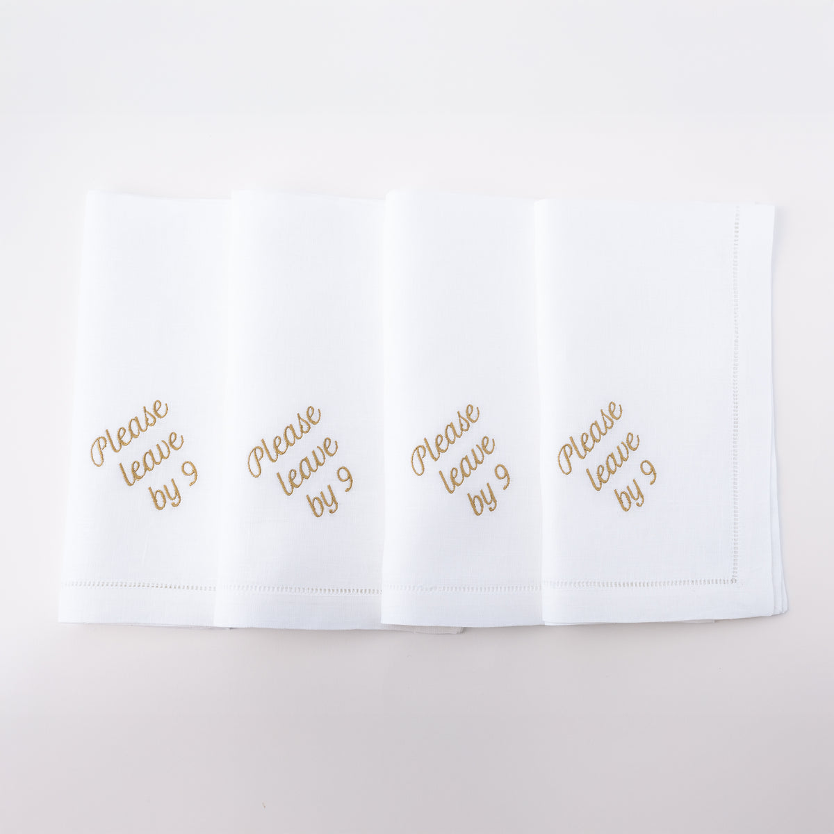 Please Leave by 9 Dinner Napkins, Set of 12