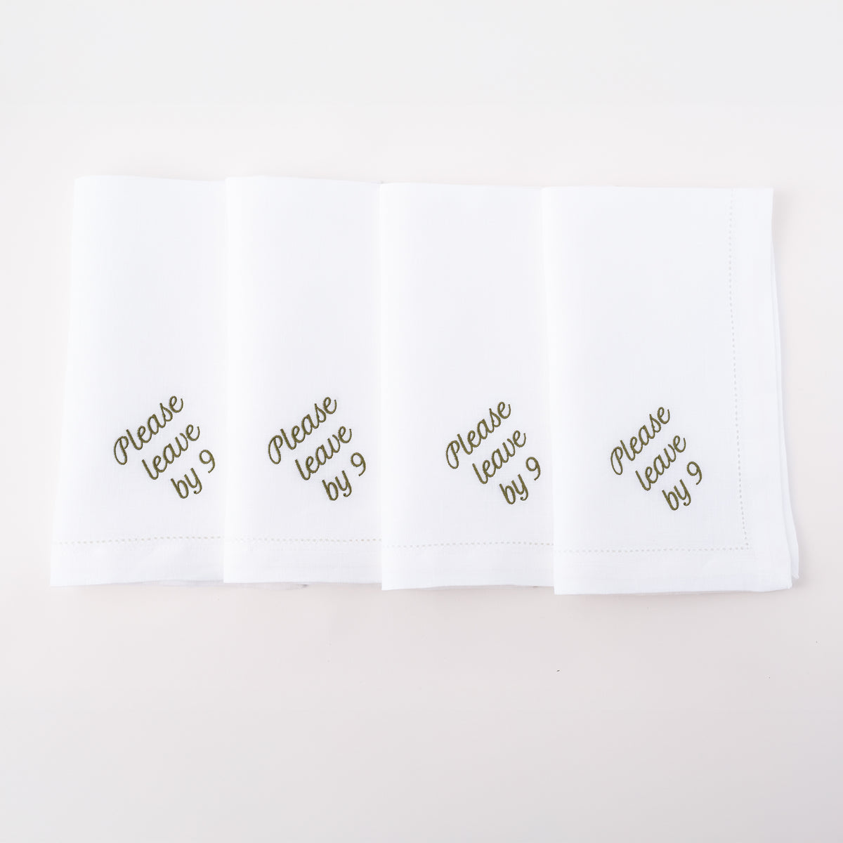 Please Leave by 9 Dinner Napkins, Set of 12