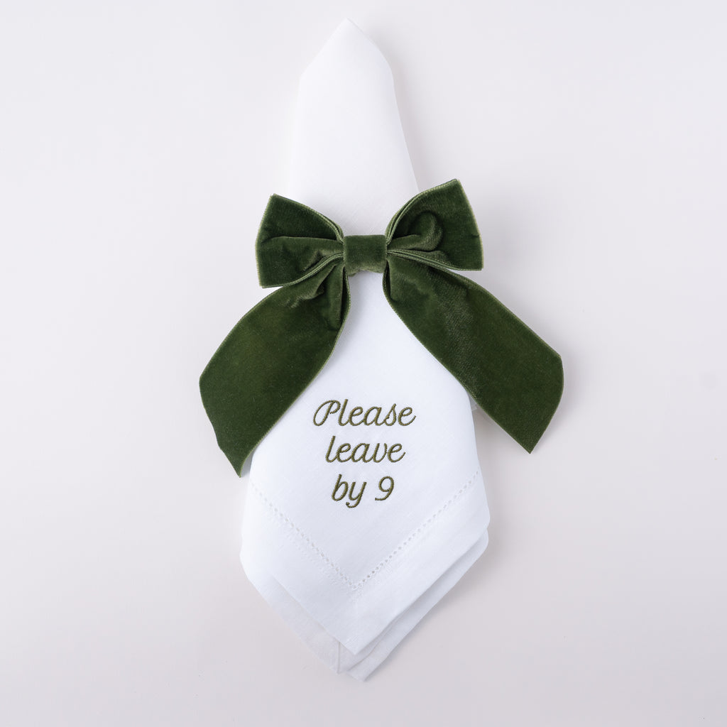 Please Leave by 9 Dinner Napkins, Set of 12