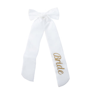 Wine Bow “Bride” in White with Gold