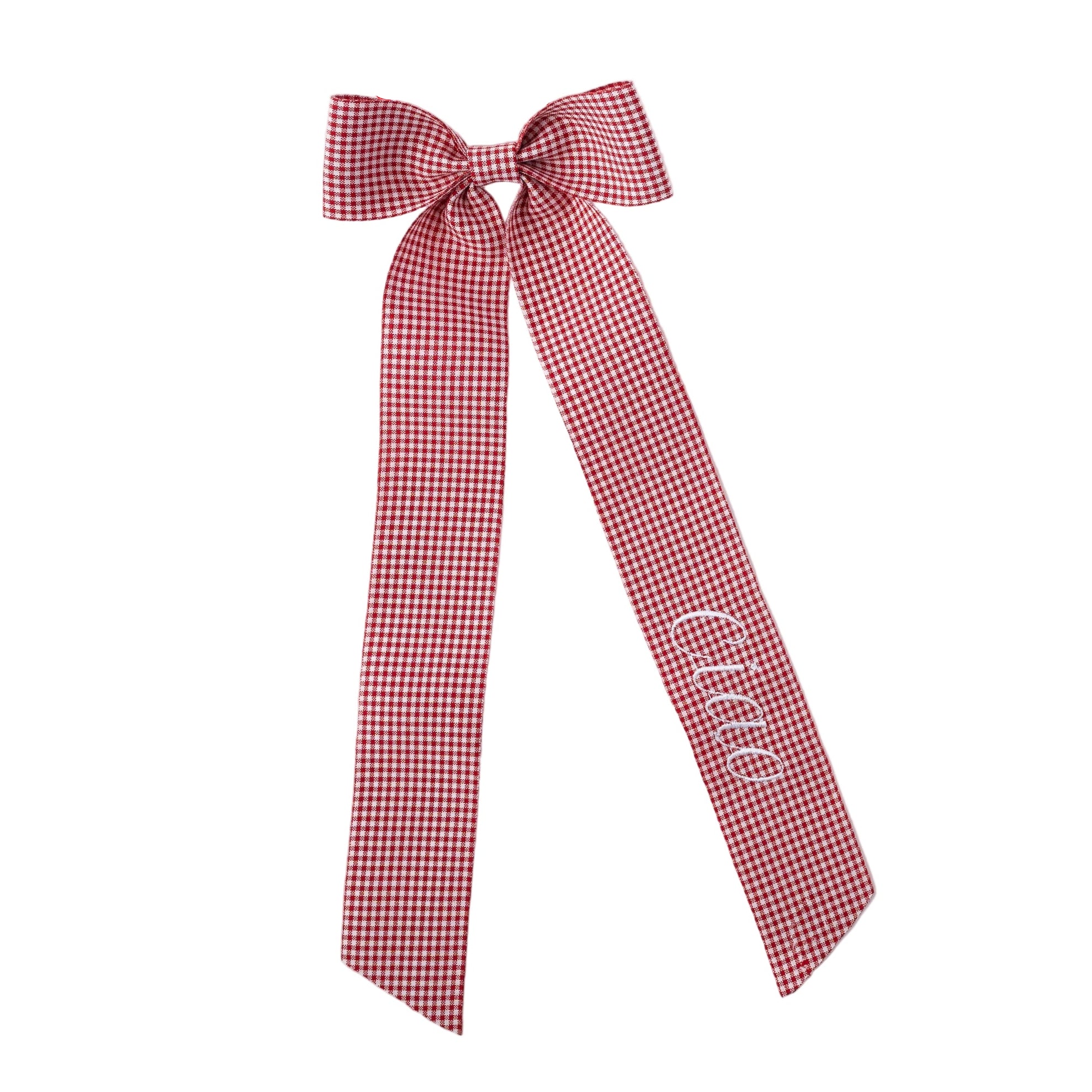 Wine Bow “Ciao” in Red Gingham with White