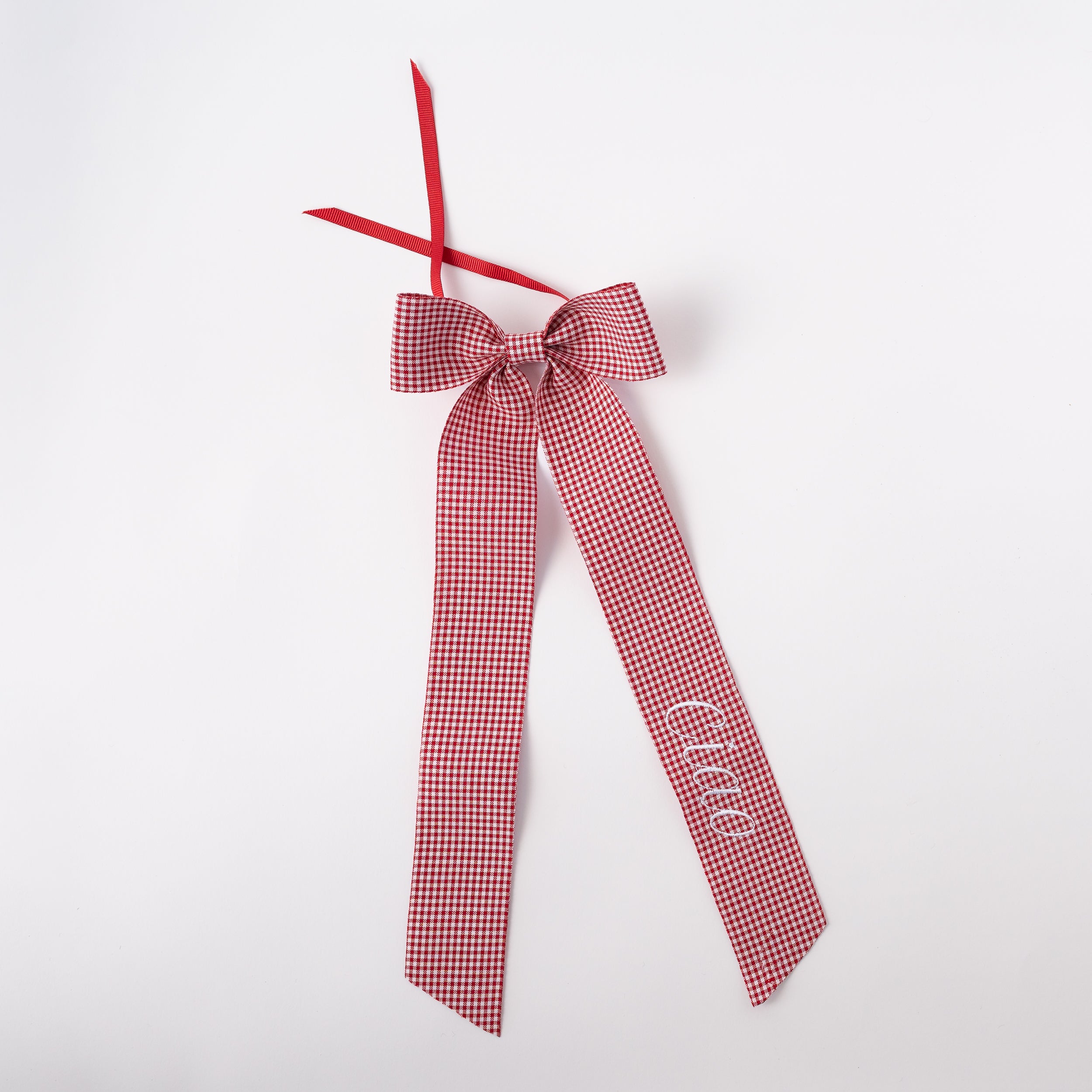 Wine Bow “Ciao” in Red Gingham with White