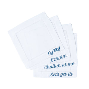 Jewish Sayings Cocktail Napkins, Set of 4