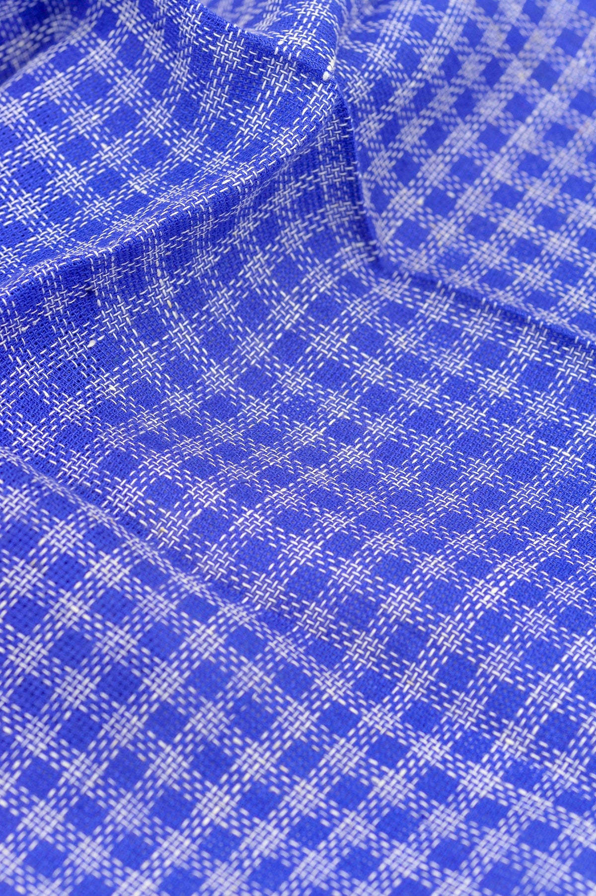 Basket Weave Plaid Napkin in Blue, Set of 4