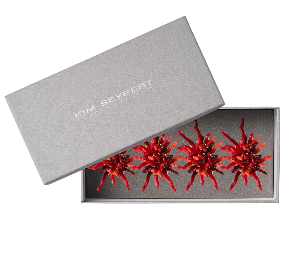 Amalfi Napkin Ring in Coral, Set of 4 in a Gift Box