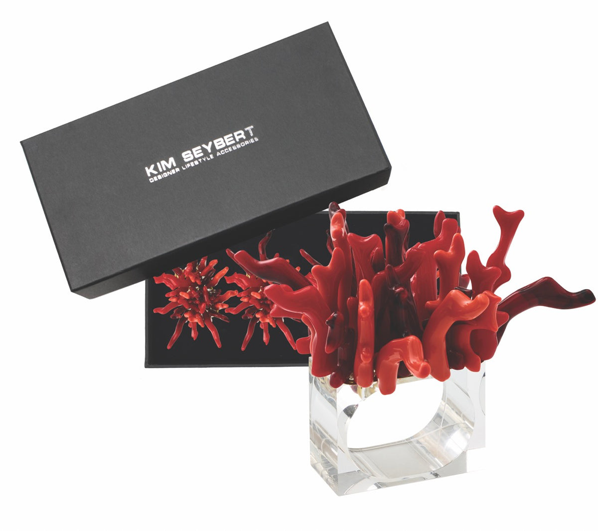 Amalfi Napkin Ring in Coral, Set of 4 in a Gift Box