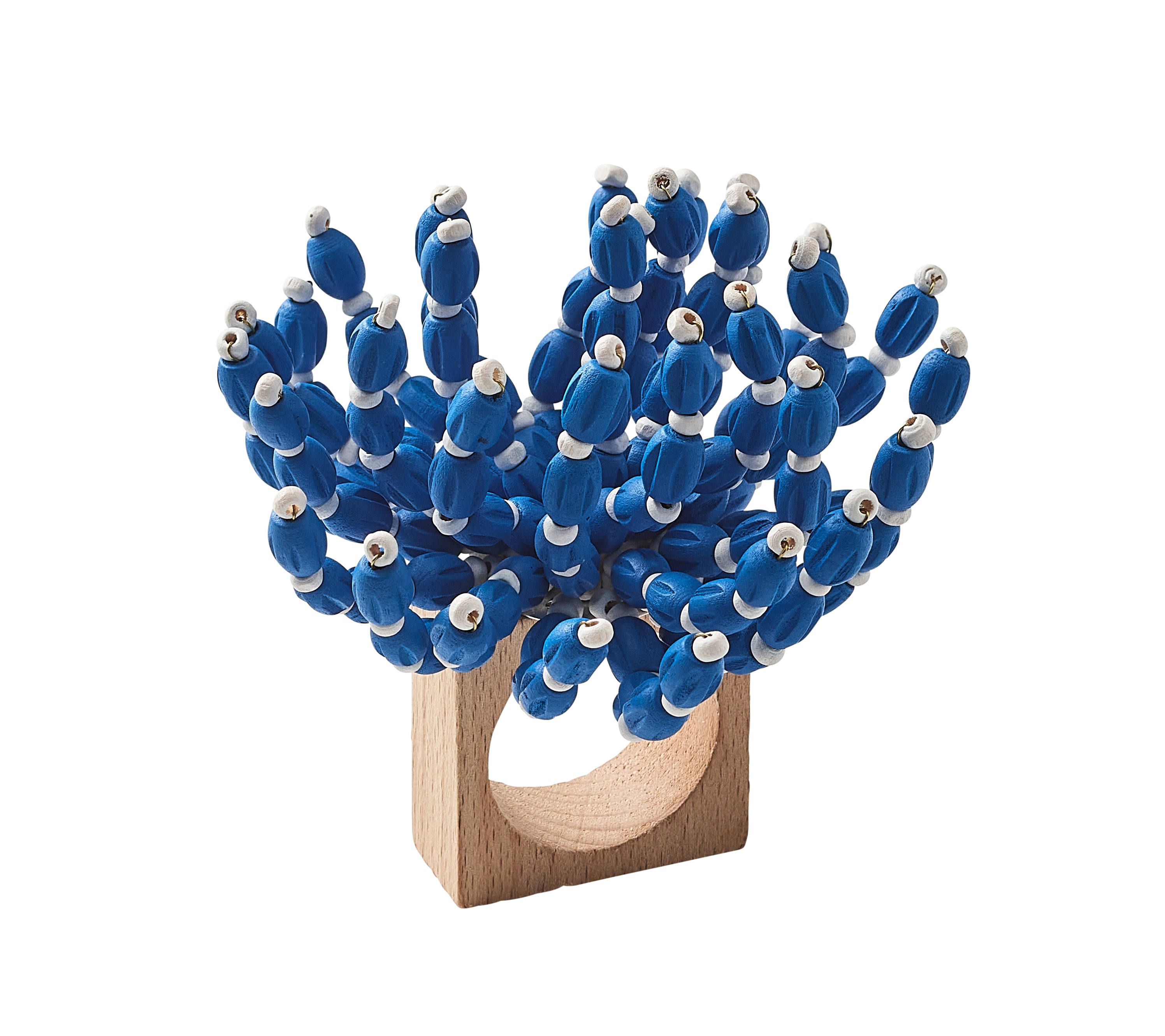 Reed Napkin Rings in Blue & White, Set of 4