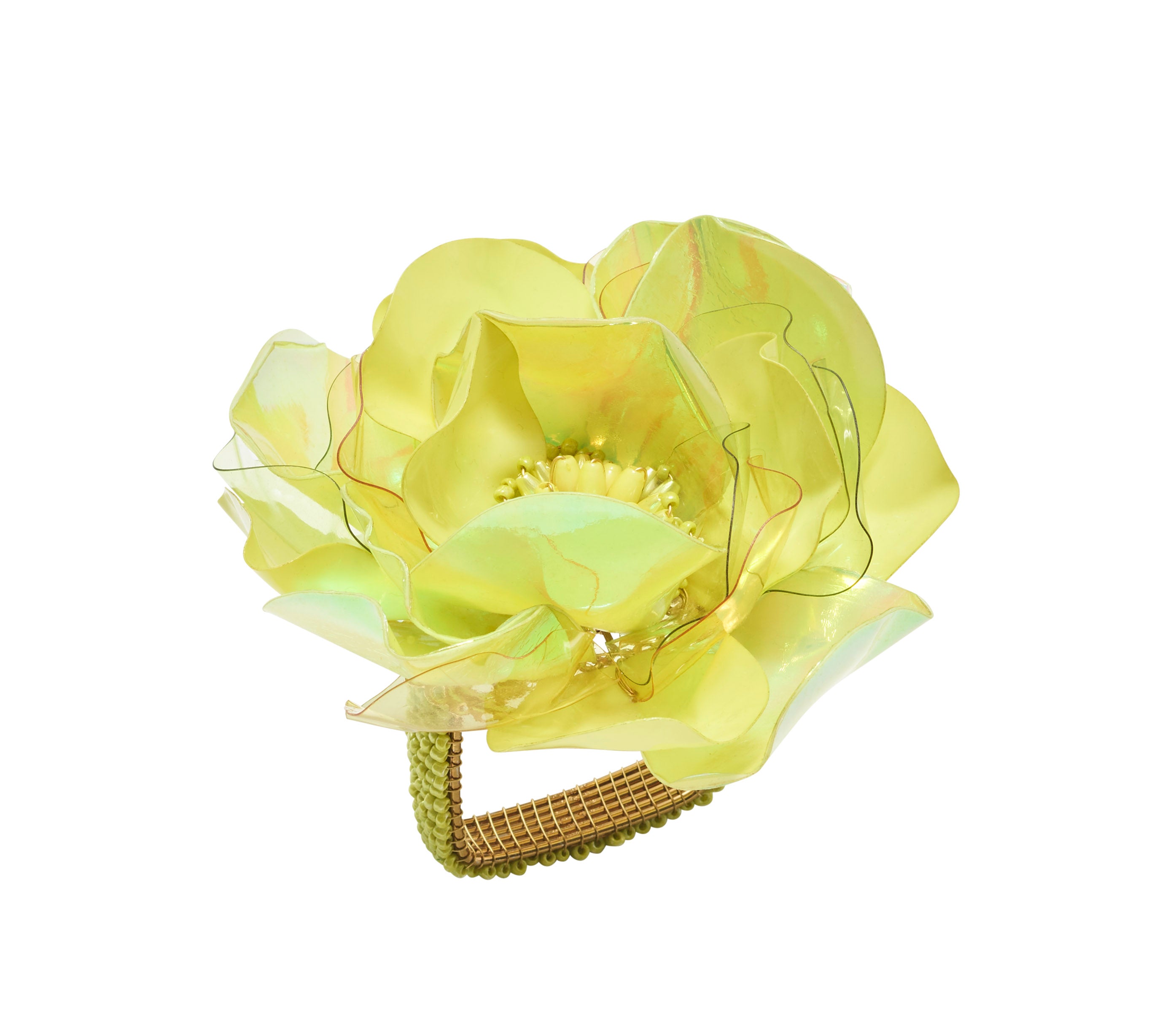 Gardenia Napkin Rings in Citron, Set of 4