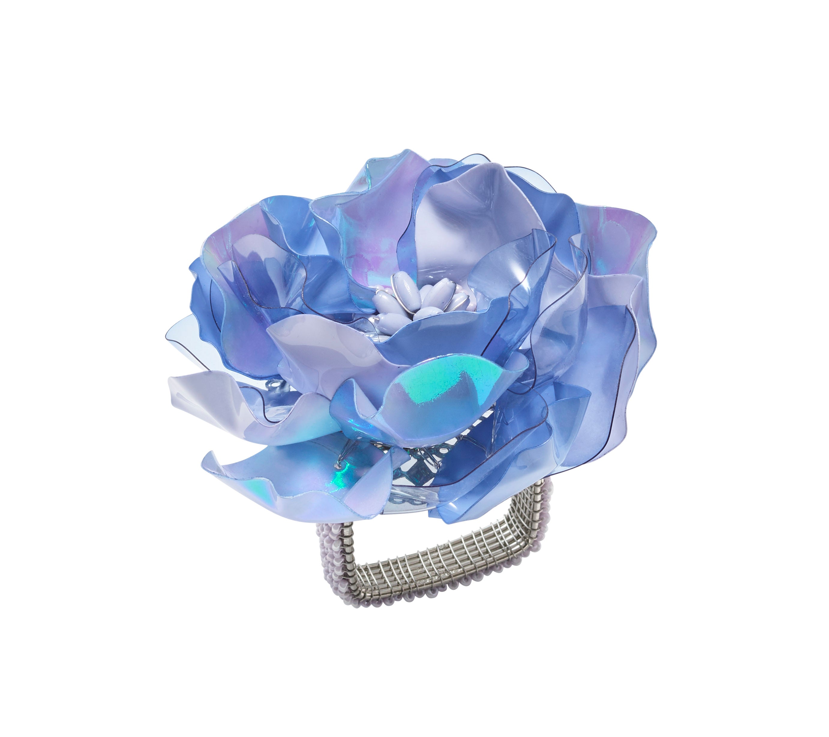 Gardenia Napkin Ring in Periwinkle, Set of 4