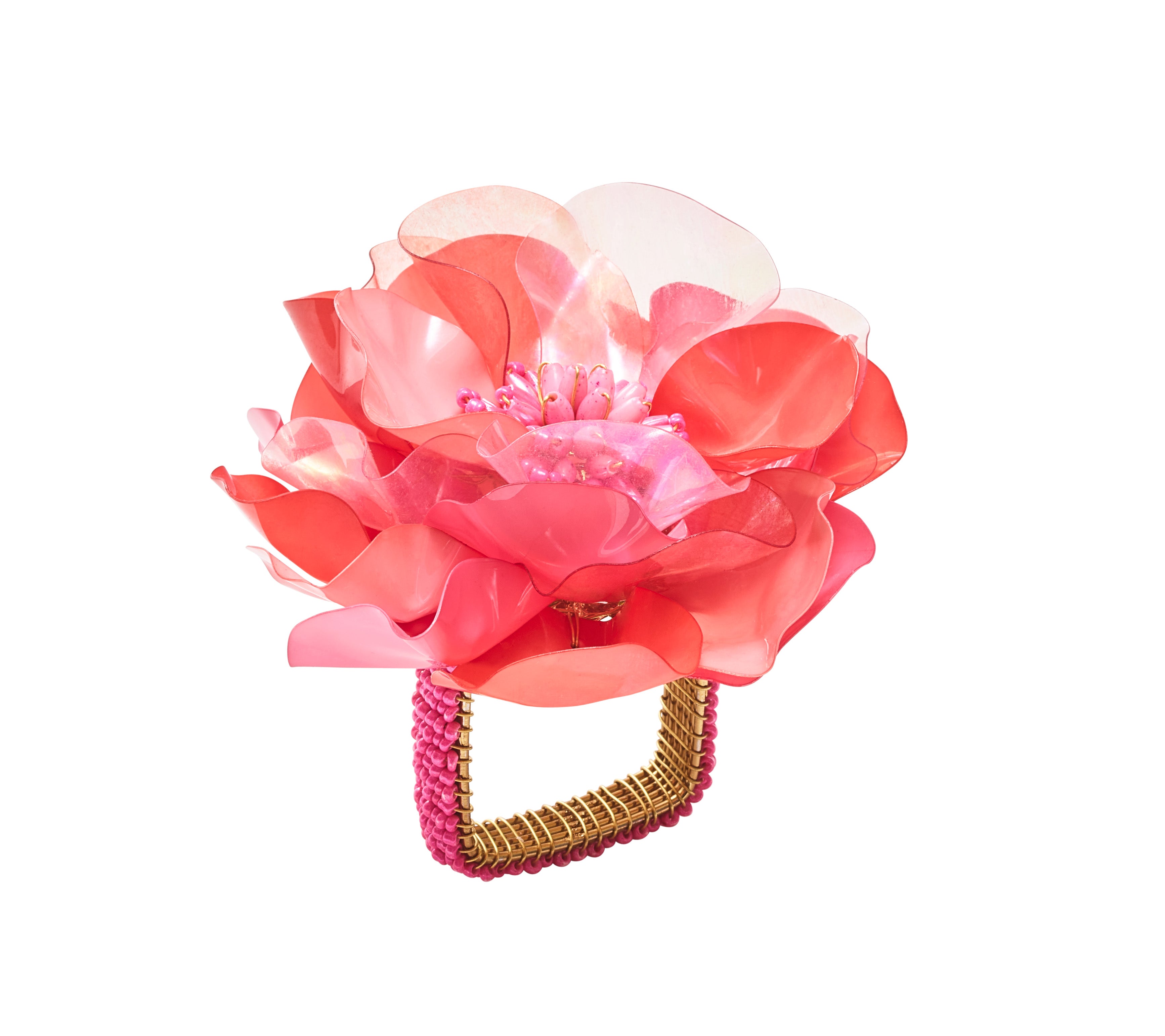 Gardenia Napkin Ring in Salmon, Set of 4