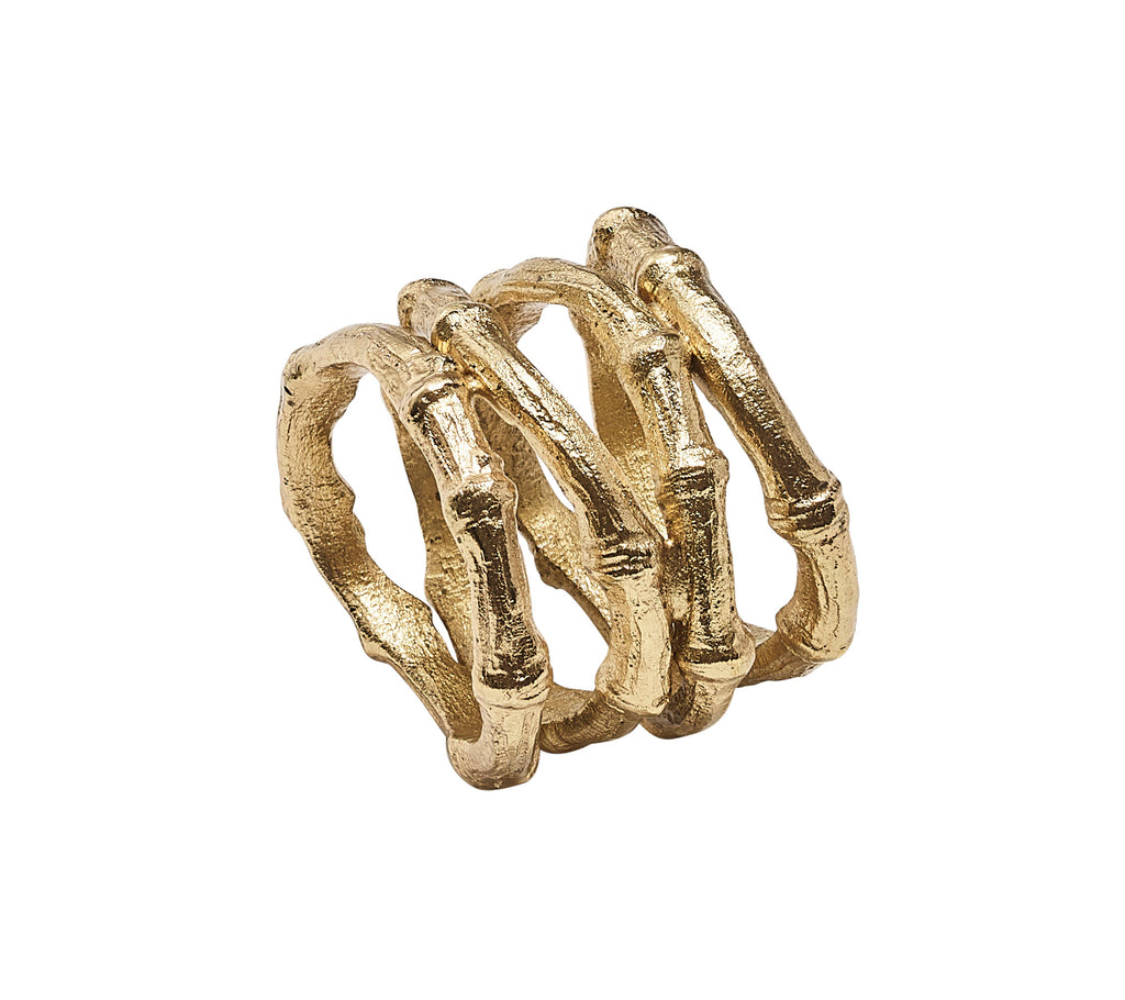Bamboo Napkin Ring in Gold, Set of 4